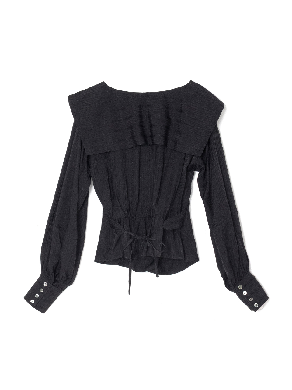 ROSE JAQUARD STRIPE SAILOR COLLAR BLOUSE-ローズジャカード