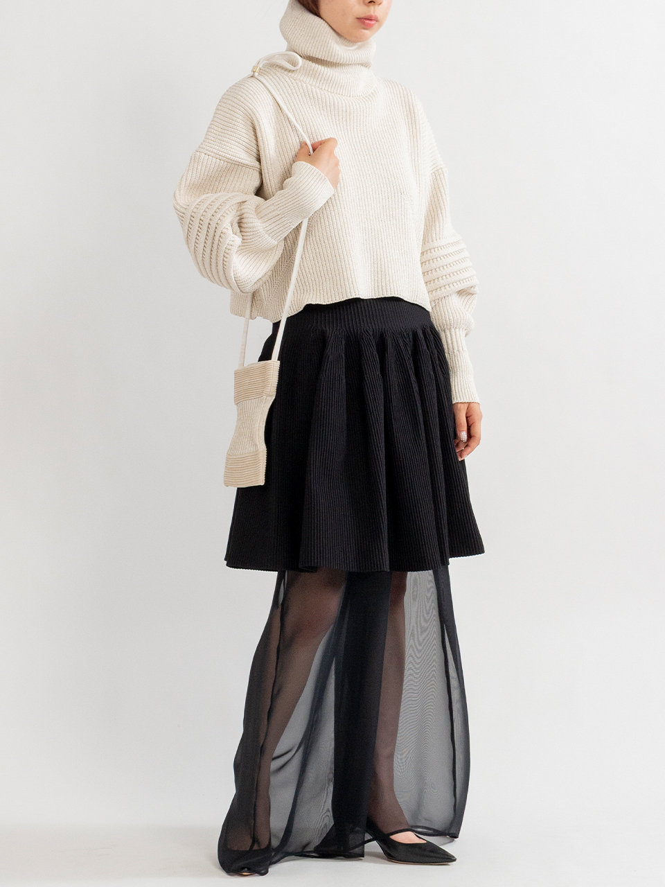 LOW GAUGE GLITTER HIGHNECK CROPPED PULLOVER-ローゲージグリッター