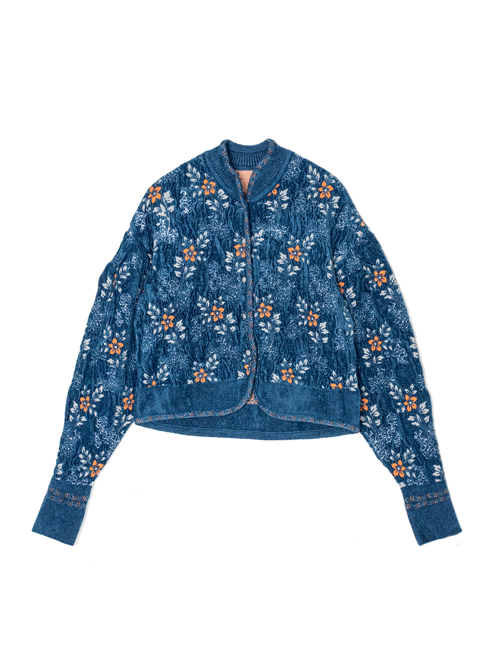 Floral Motif Chenille Knited Cardigan-フローラルモチーフ