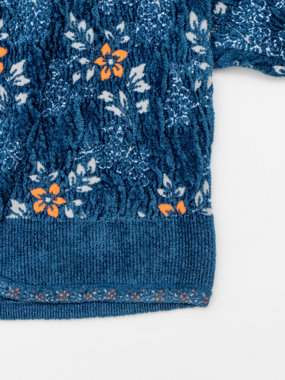 Floral Motif Chenille Knited Cardigan-フローラルモチーフシェニール