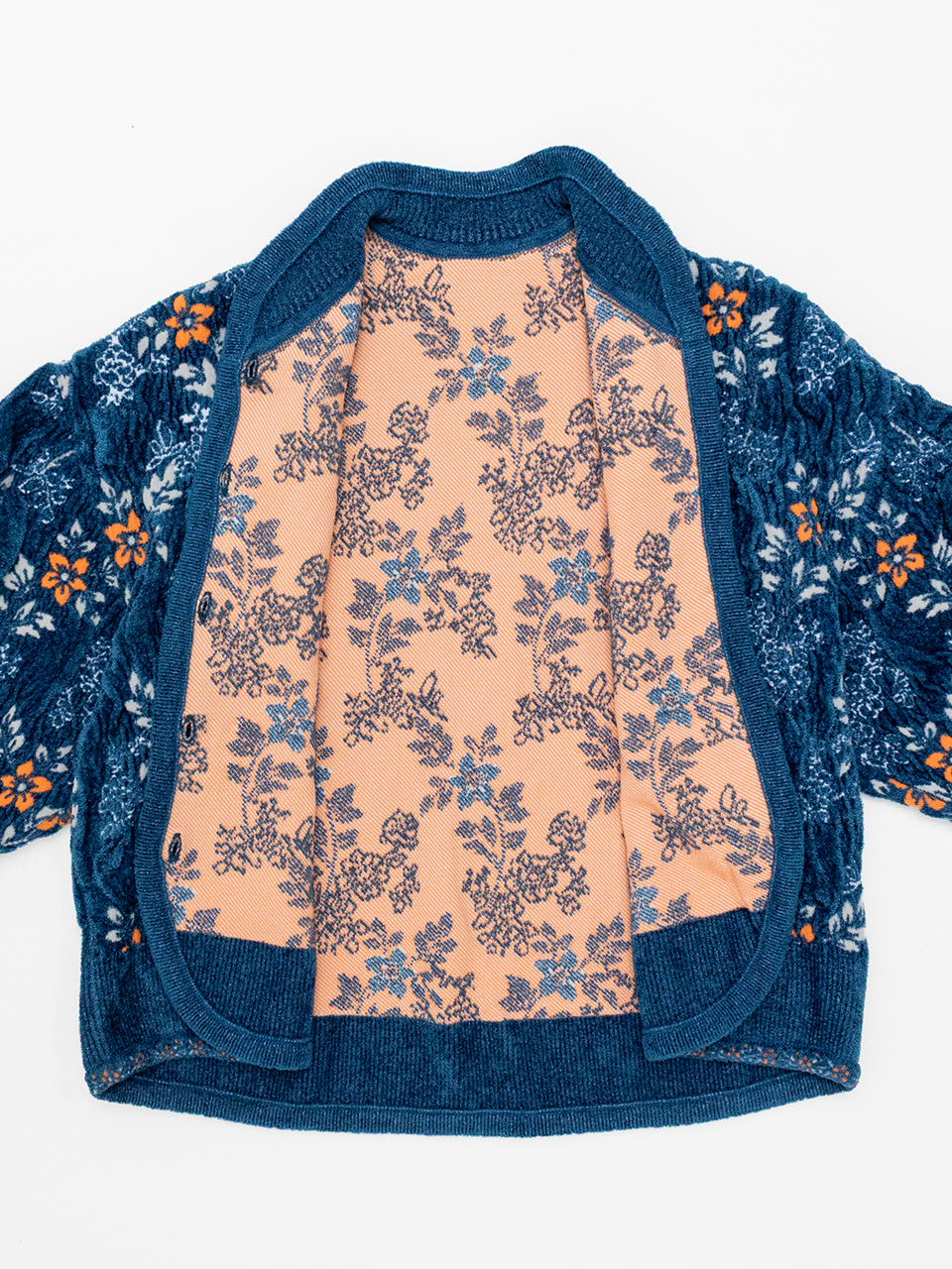 マメクロゴウチ　Floral Mohair Knitted Cardigan Floral Motif Chenille Knited Cardigan-フローラルモチーフ