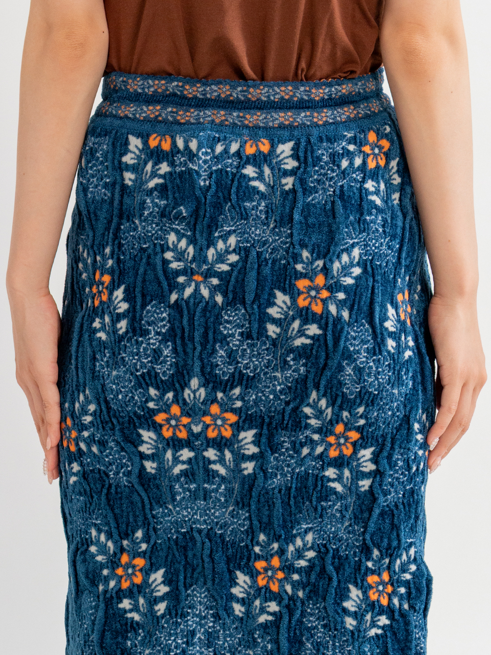 Floral Motif Chenille Knited Skirt-フローラルモチーフ