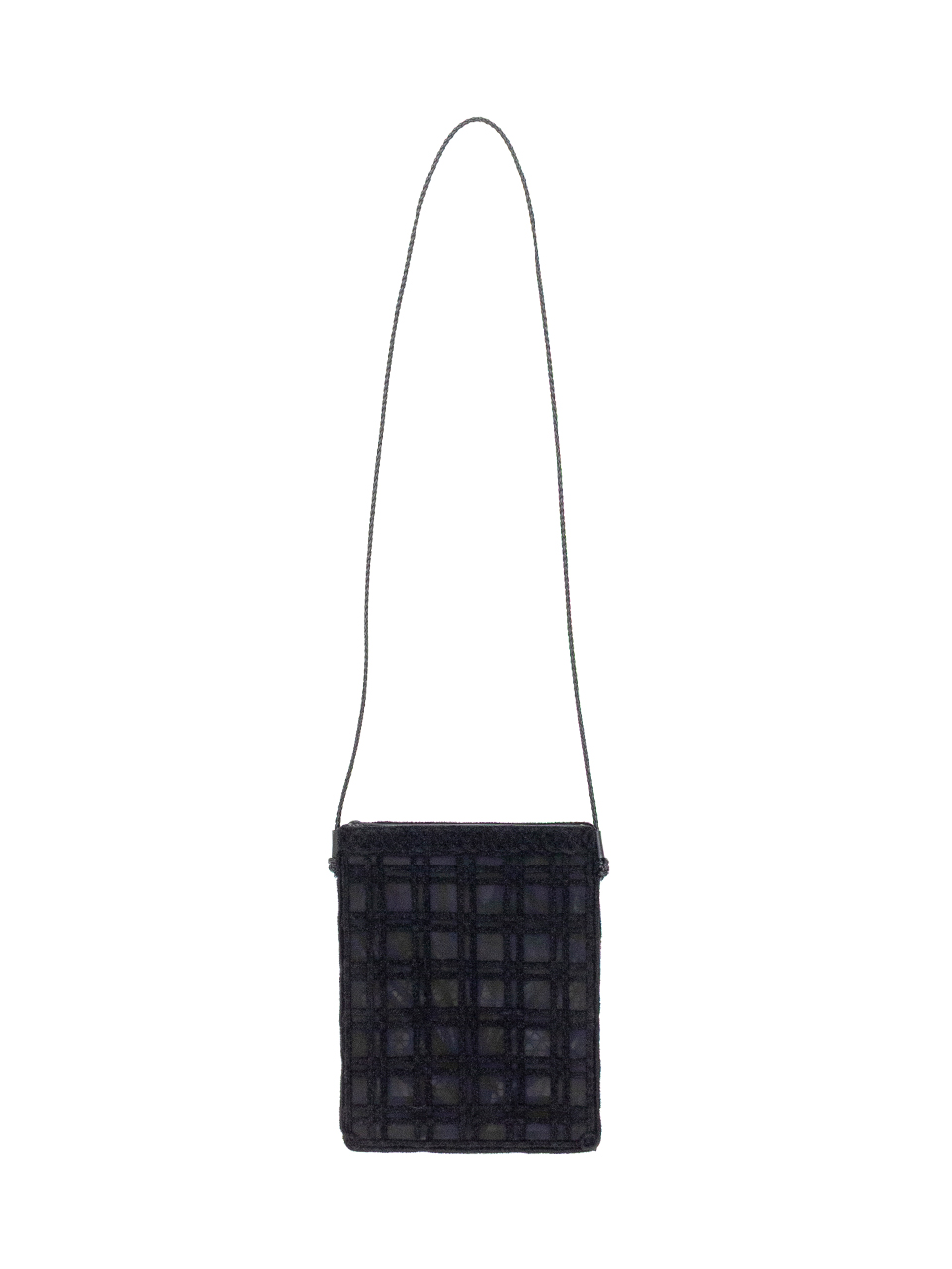 Cording Embroidery Pouch With Leather Strap-コーデイングエン