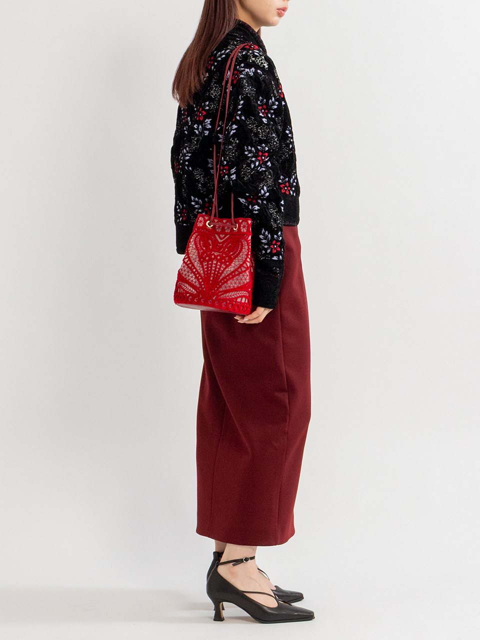 mame コード刺繍　バケット Mame Kuroguchi コード刺繍バケットバッグ グリーン