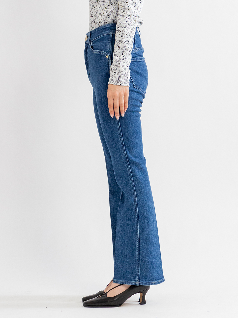 Stretch Cropped Flare Jeans-ストレッチクロップドフレア