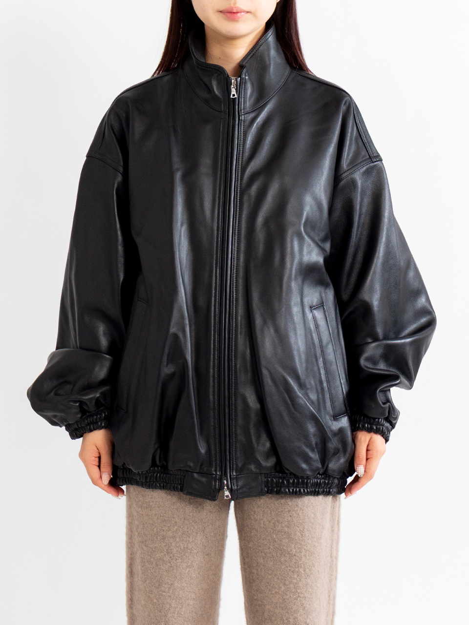 ジャケット・アウター ssstein sheepleather stand collar jacket SHEEP LEATHER STAND COLLAR JACKET-シープレザースタンドカラー