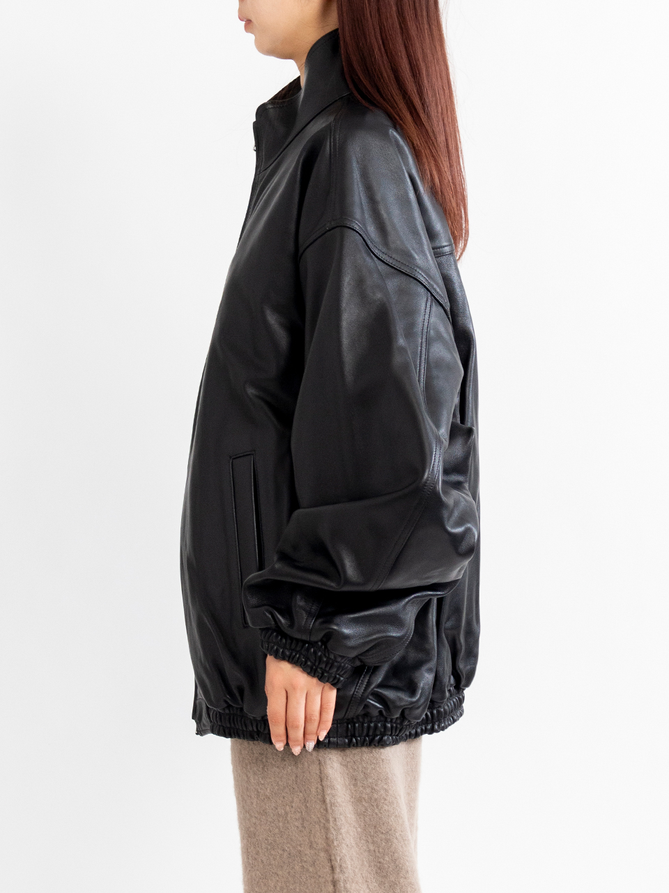 SHEEP LEATHER STAND COLLAR JACKET-シープレザースタンドカラー