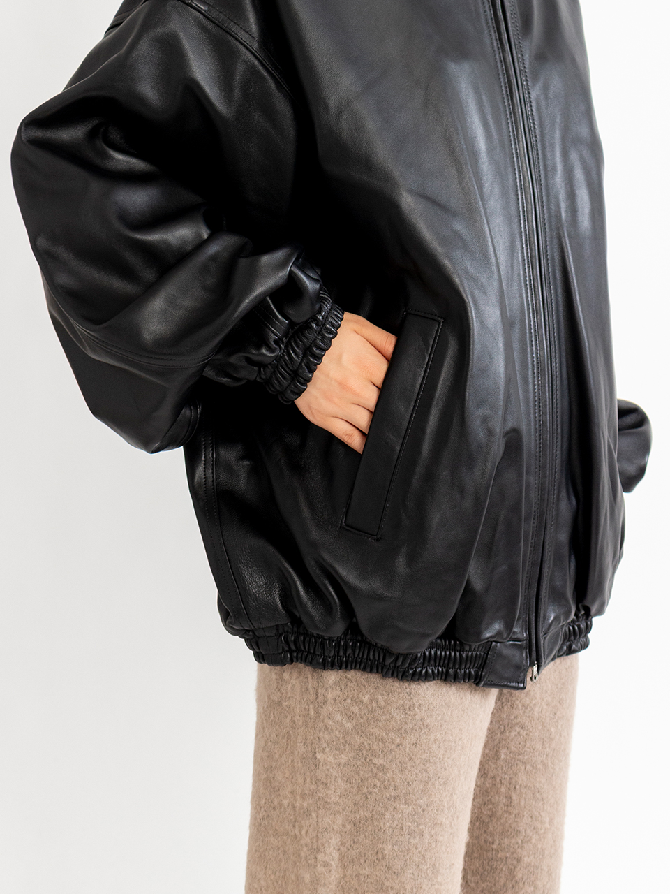 SHEEP LEATHER STAND COLLAR JACKET-シープレザースタンドカラー