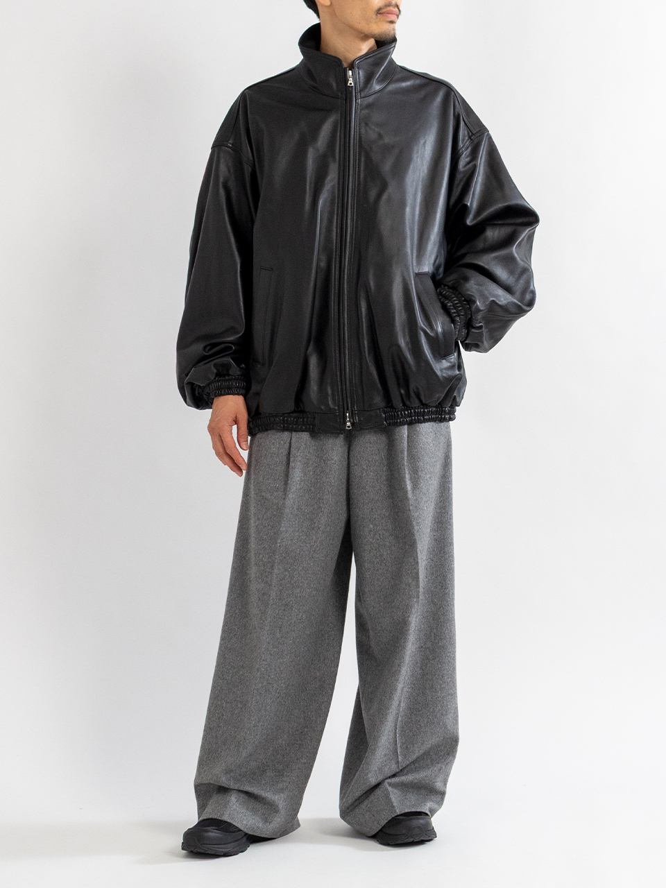 SHEEP LEATHER STAND COLLAR JACKET-シープレザースタンドカラー