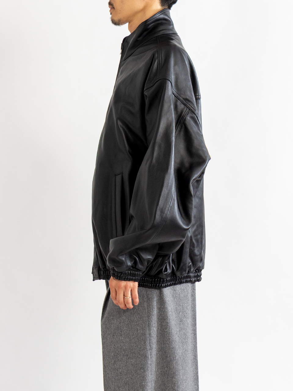 SHEEP LEATHER STAND COLLAR JACKET-シープレザースタンドカラー