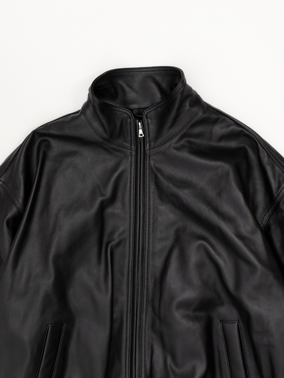 SHEEP LEATHER STAND COLLAR JACKET-シープレザースタンドカラー