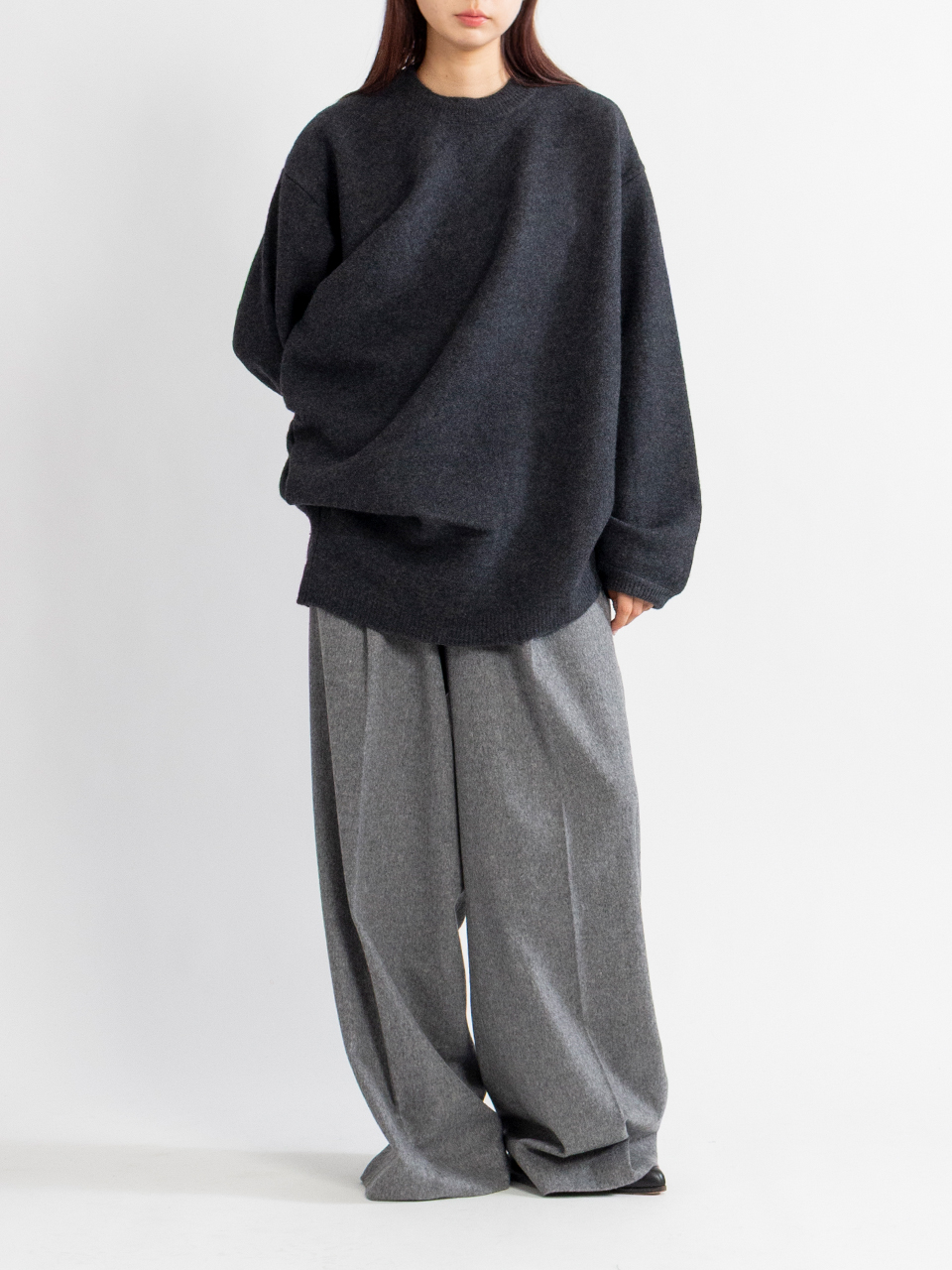 EXTRA FINE WOOL KNIT DEFORMED LS-エクストラファインウールニット