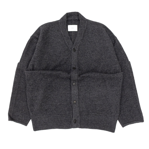 EXTRA FINE WOOL KNIT TUCKED CARDIGAN-エクストラファインウール