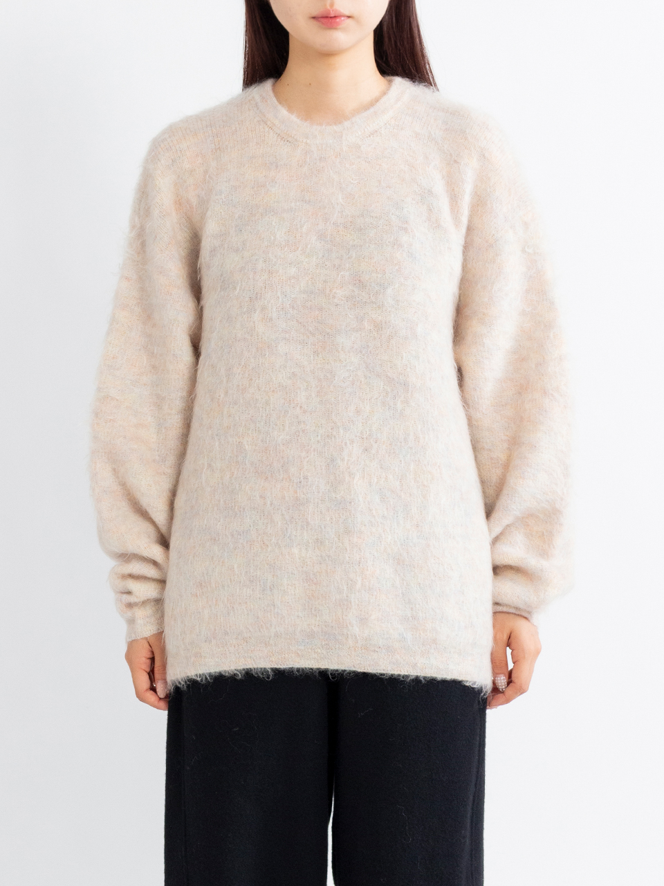 KID MOHAIR KNIT CREW NECK LS-キッドモヘアニットクルーネック