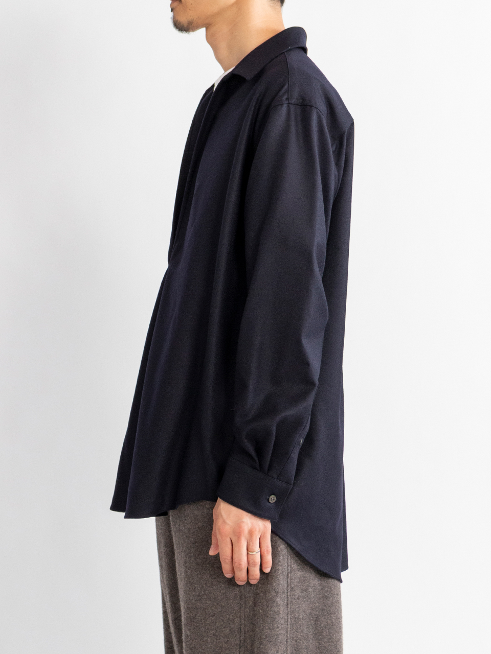 WOOL FLANNEL OVERSIZED SKIPPER SHIRT-ウールフランネルオーバー