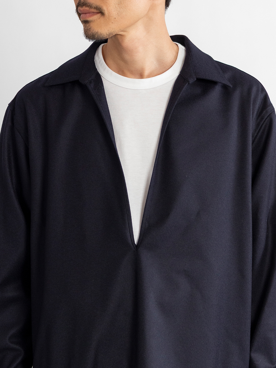 WOOL FLANNEL OVERSIZED SKIPPER SHIRT-ウールフランネルオーバー