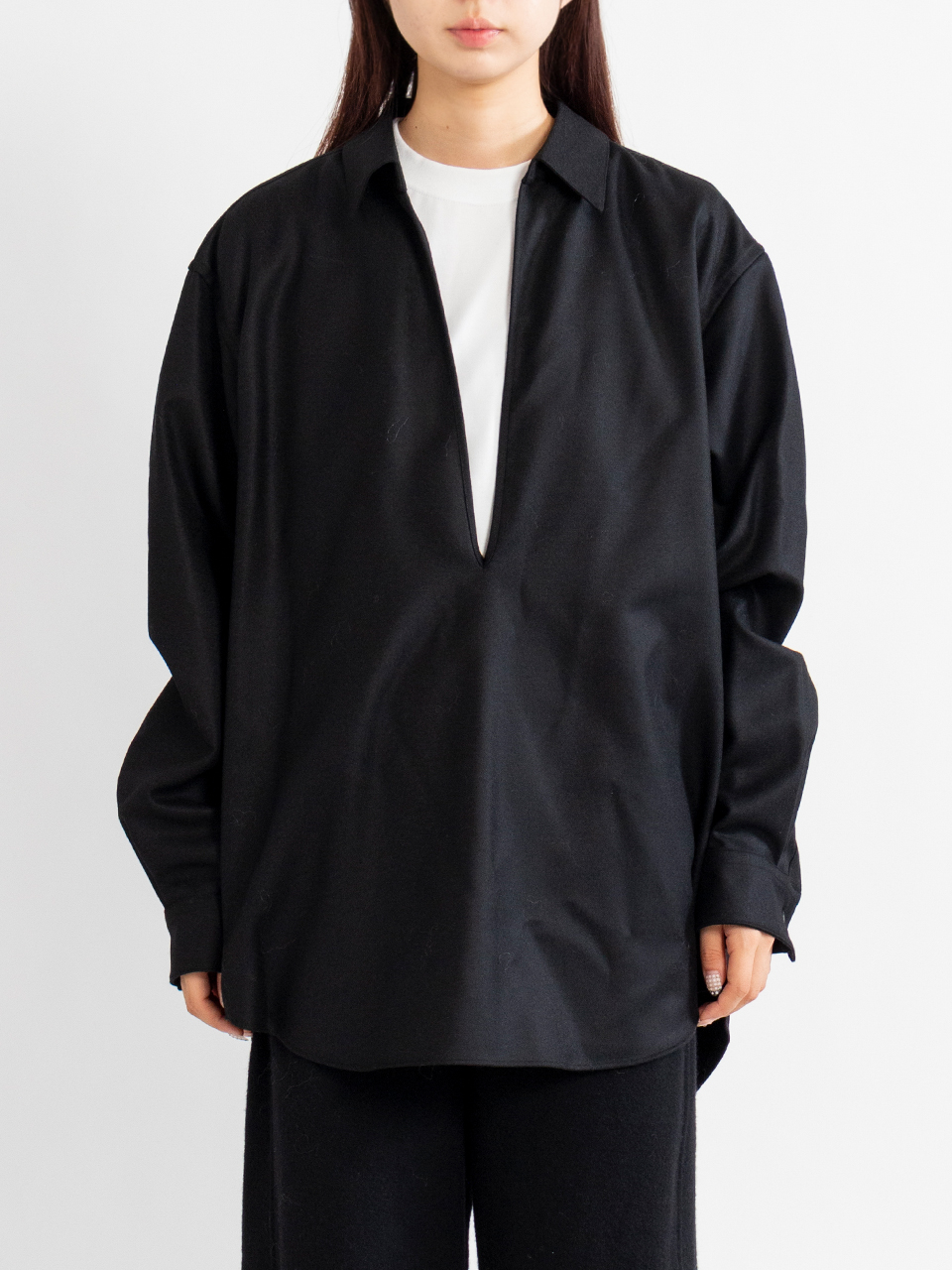 トップス WOOL FLANNEL OVERSIZED SKIPPER SHIRT WOOL FLANNEL OVERSIZED SKIPPER SHIRT-ウールフランネルオーバー