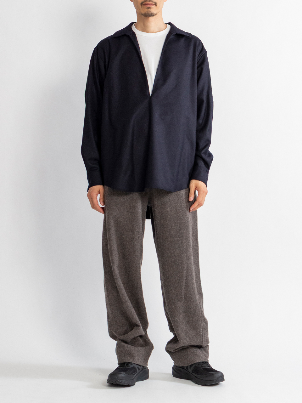 WOOL / CASHMERE FLEECE EASY TWIST TROUSERS-ウールカシミヤフリース