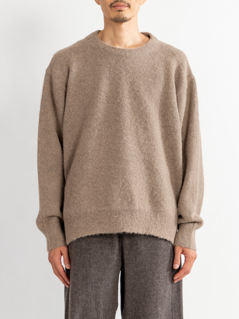 トップス ssstein 25AW WOOLALPACA MILLED KNIT CREW WOOL/ALPACA MILLED KNIT CREW NECK LS-ウールアルパカミル