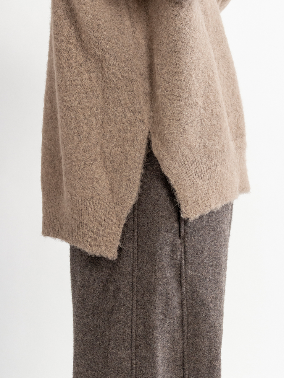 美品☆マカフィー ウールアルパカ 羊革お袖 切り替えレザーブルゾン OLD JOE & CO. (オールドジョー) BOUCLE ALPAKA ZIP CARDIGAN