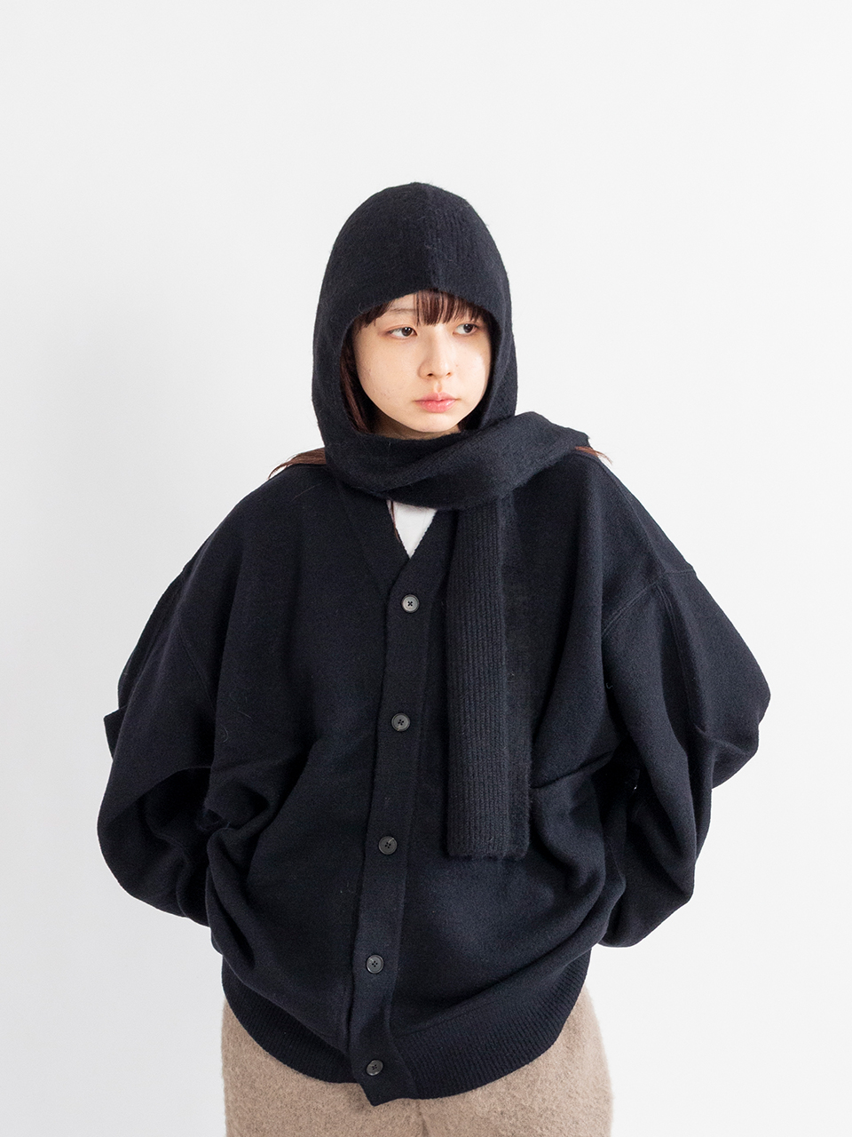 Mame Kurogouchi(マメ) Fair Isle High Neck Knitted Top NAVY