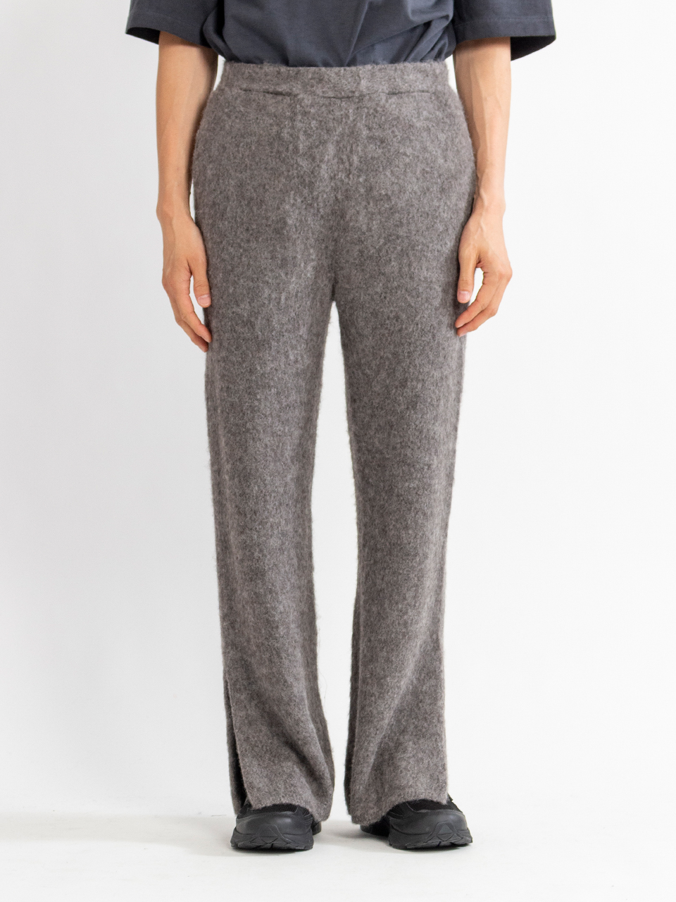 WOOL/ALPACA MILLED KNIT EASY TROUSERS-ウールアルパカミル