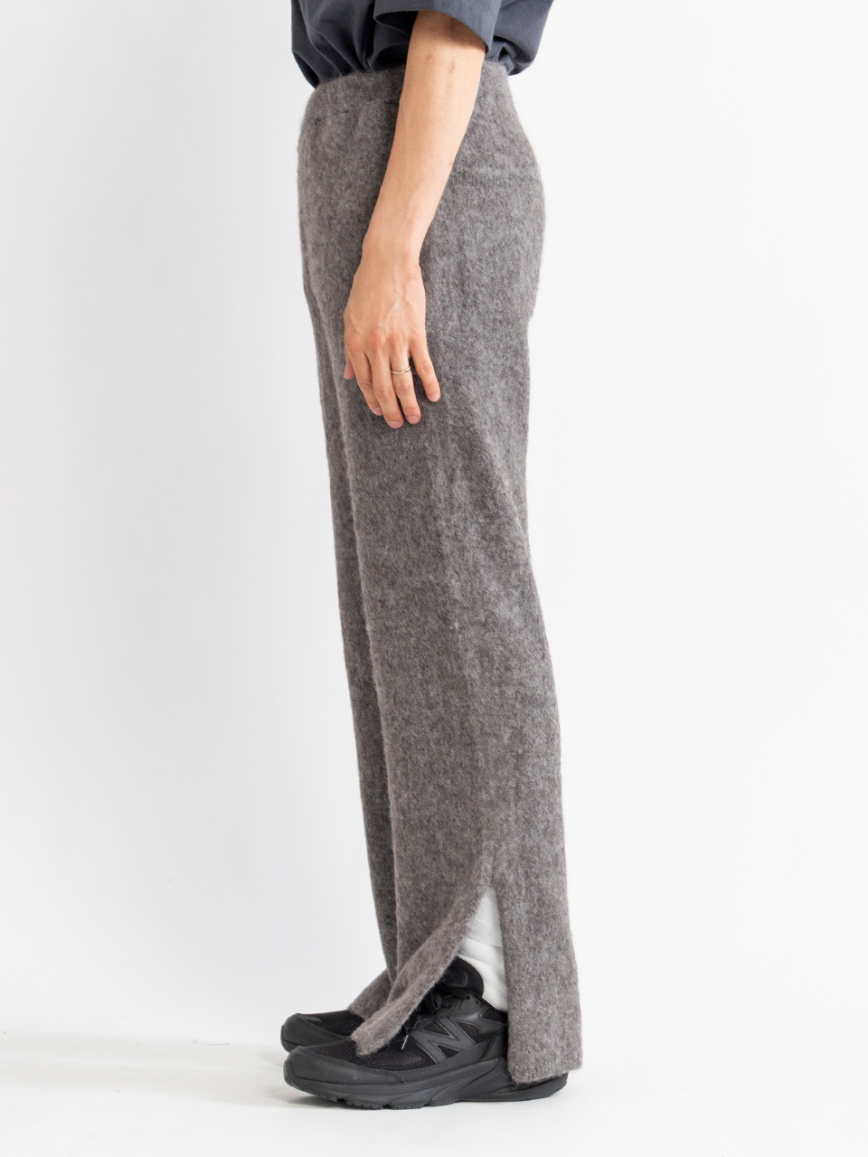 WOOL/ALPACA MILLED KNIT EASY TROUSERS-ウールアルパカミル