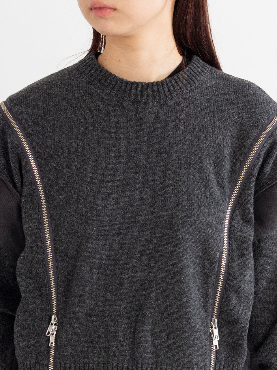 Zip tulle knit-ジップチュールニット-Chika Kisada（チカキサダ