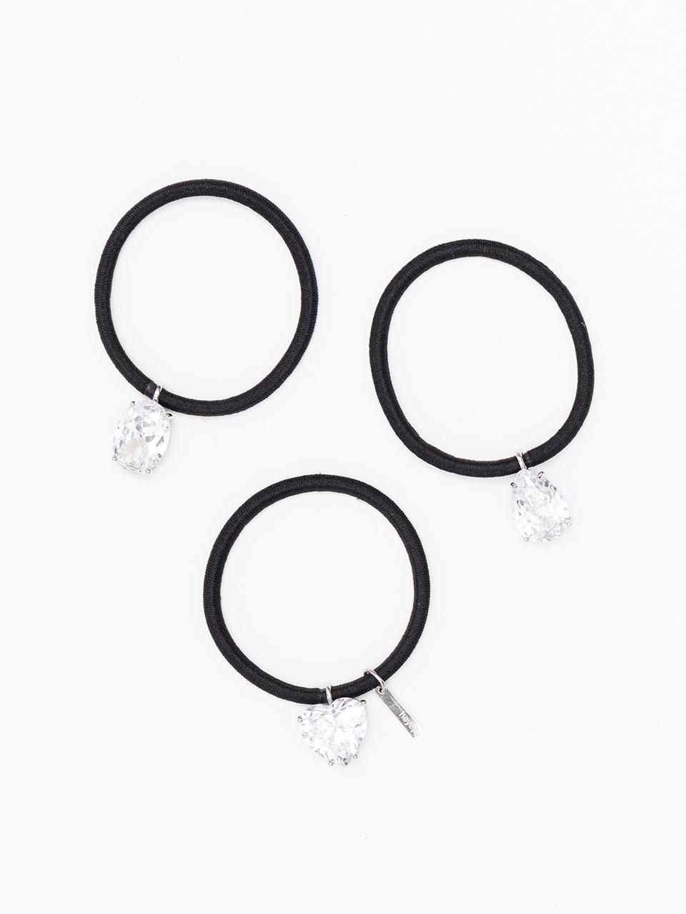 Zirconia Charm Hair Tie-3Piece Set-ジルコニアチャームヘア