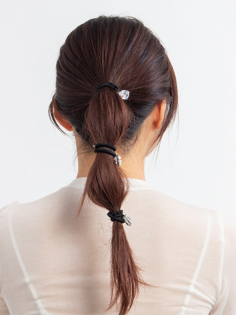 Zirconia Charm Hair Tie-3Piece Set-ジルコニアチャームヘアタイ3