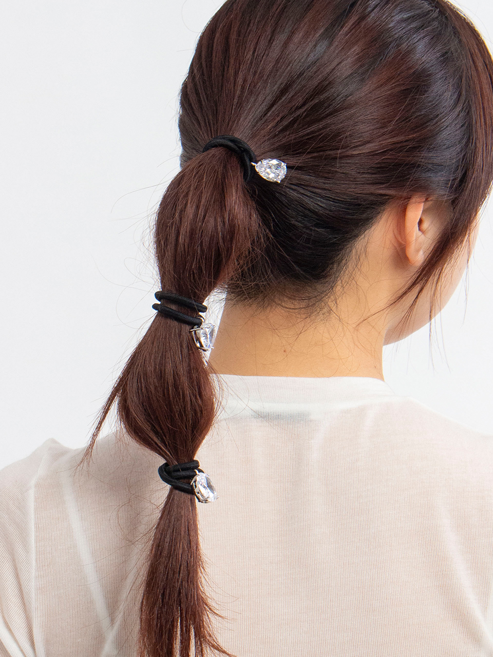 Zirconia Charm Hair Tie-3Piece Set-ジルコニアチャームヘア