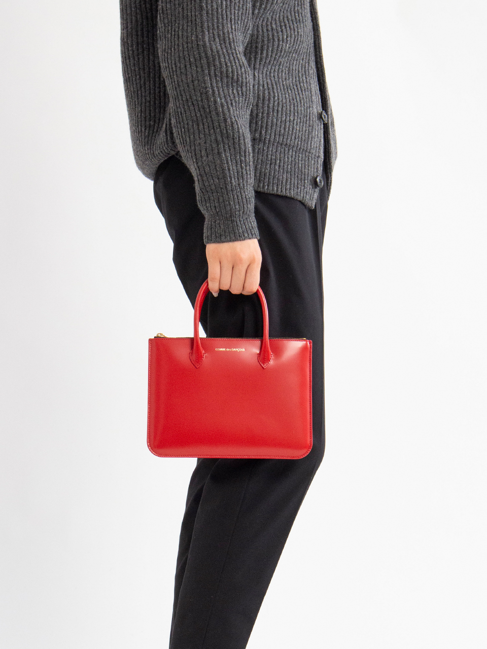 ZIP LARGE POUCH WITH HANDLE-ジップラージポーチウィズハンドル-COMME