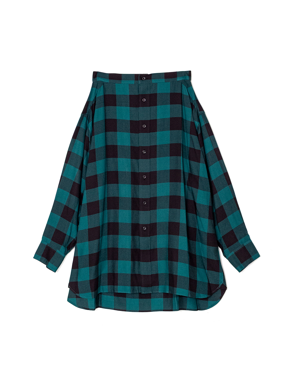 RAYON PLAID SHIRT INSPIRED SKIRT-レーヨンプレイドシャツ