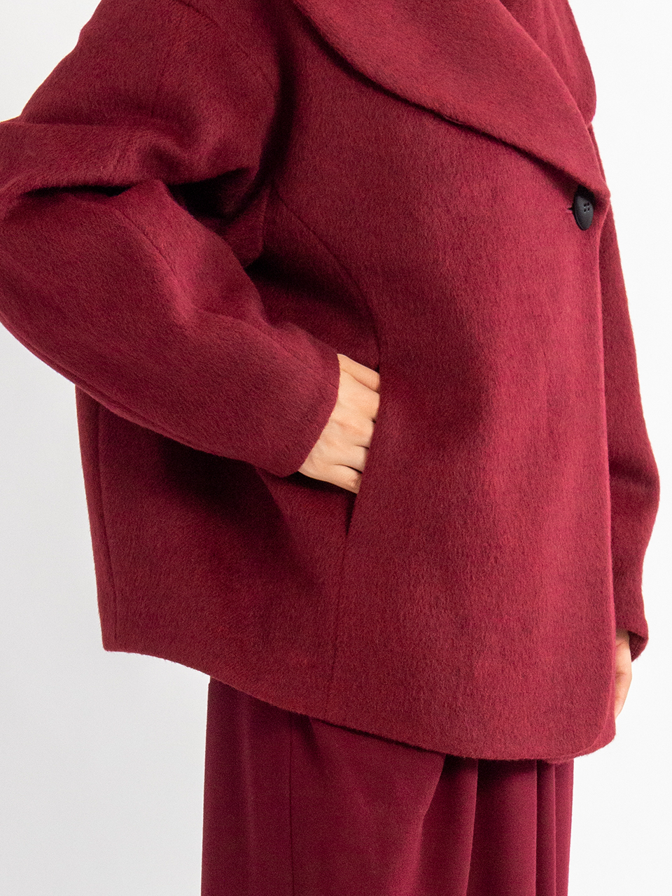 Mame Kurogouchi 2020FW ショートウールコート Wool Arupaka Shawl Collar Short Coat-ウールアルパカショール