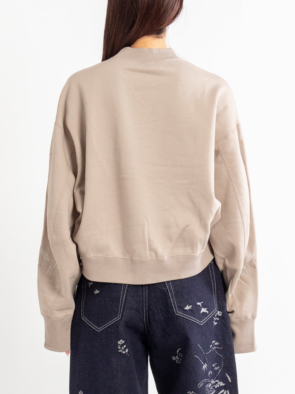 Floral Motif Embroidered Sweatshirts-フローラルモチーフエンブロイ