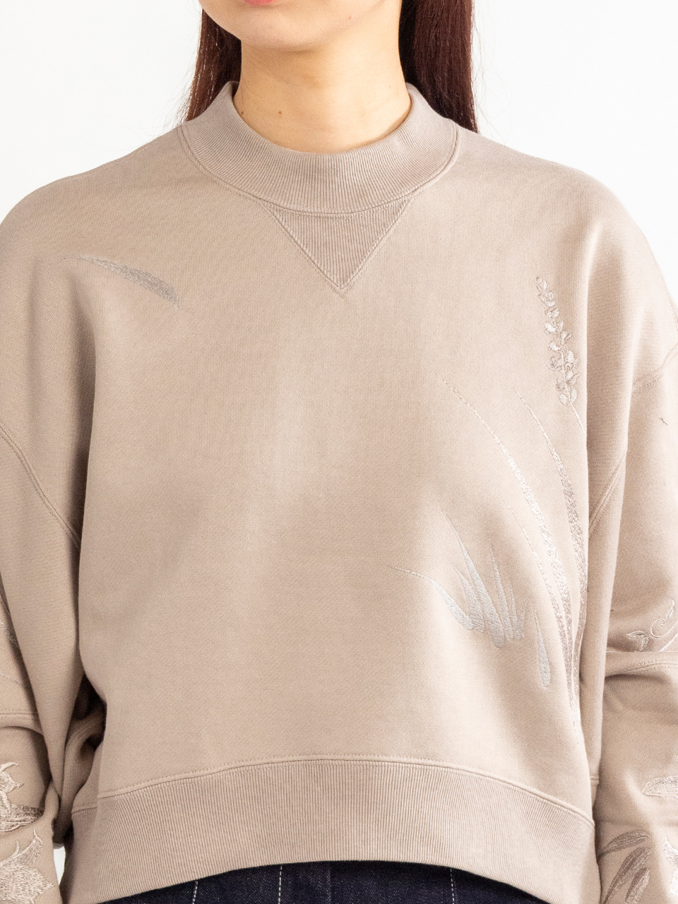 Floral Motif Embroidered Sweatshirts-フローラルモチーフエン