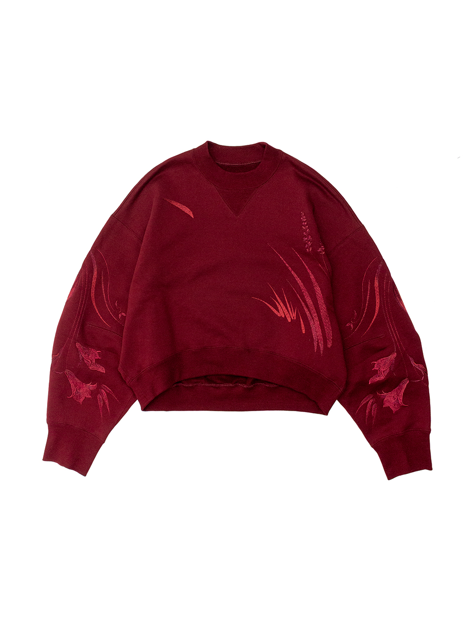 マメクロゴウチ　スウェット　刺繍　ネイビー　小花刺繍スウェット　2 マメクロゴウチ スウェット 刺繍 ネイビー 小花刺繍スウェット 2