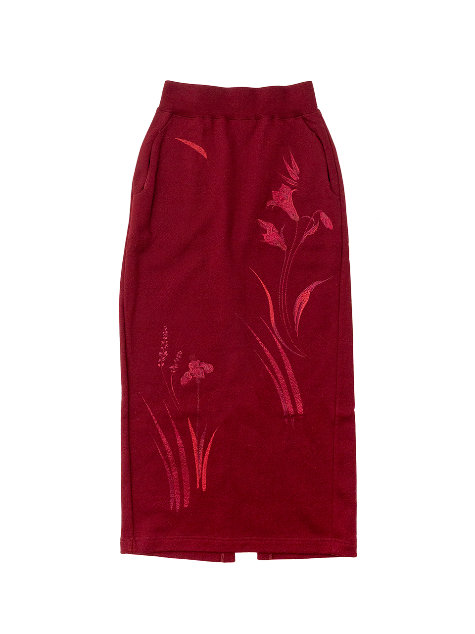 Floral Motif Embroidered Sweater Skirt-フローラルモチーフエン