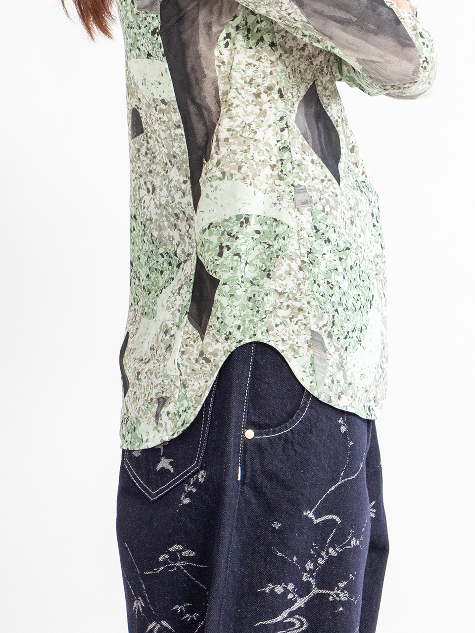 Marble Print Jersey High Neck Top-マーブルプリントジャージー