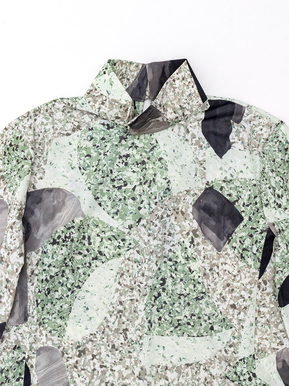 Marble Print Jersey High Neck Top-マーブルプリントジャージー