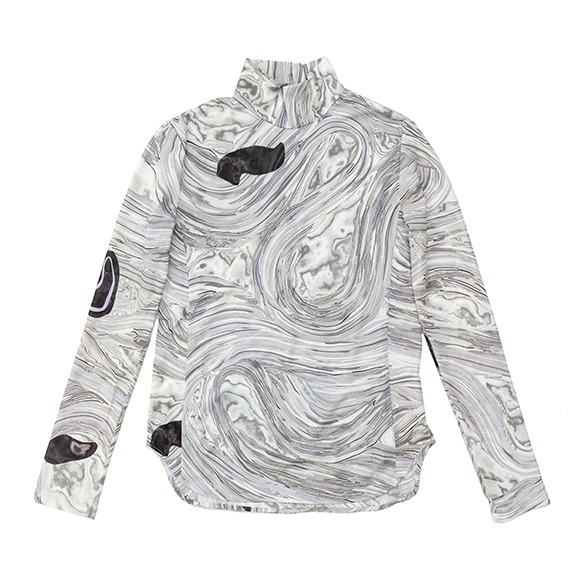 Marble Print Jersey High Neck Top-マーブルプリントジャージー