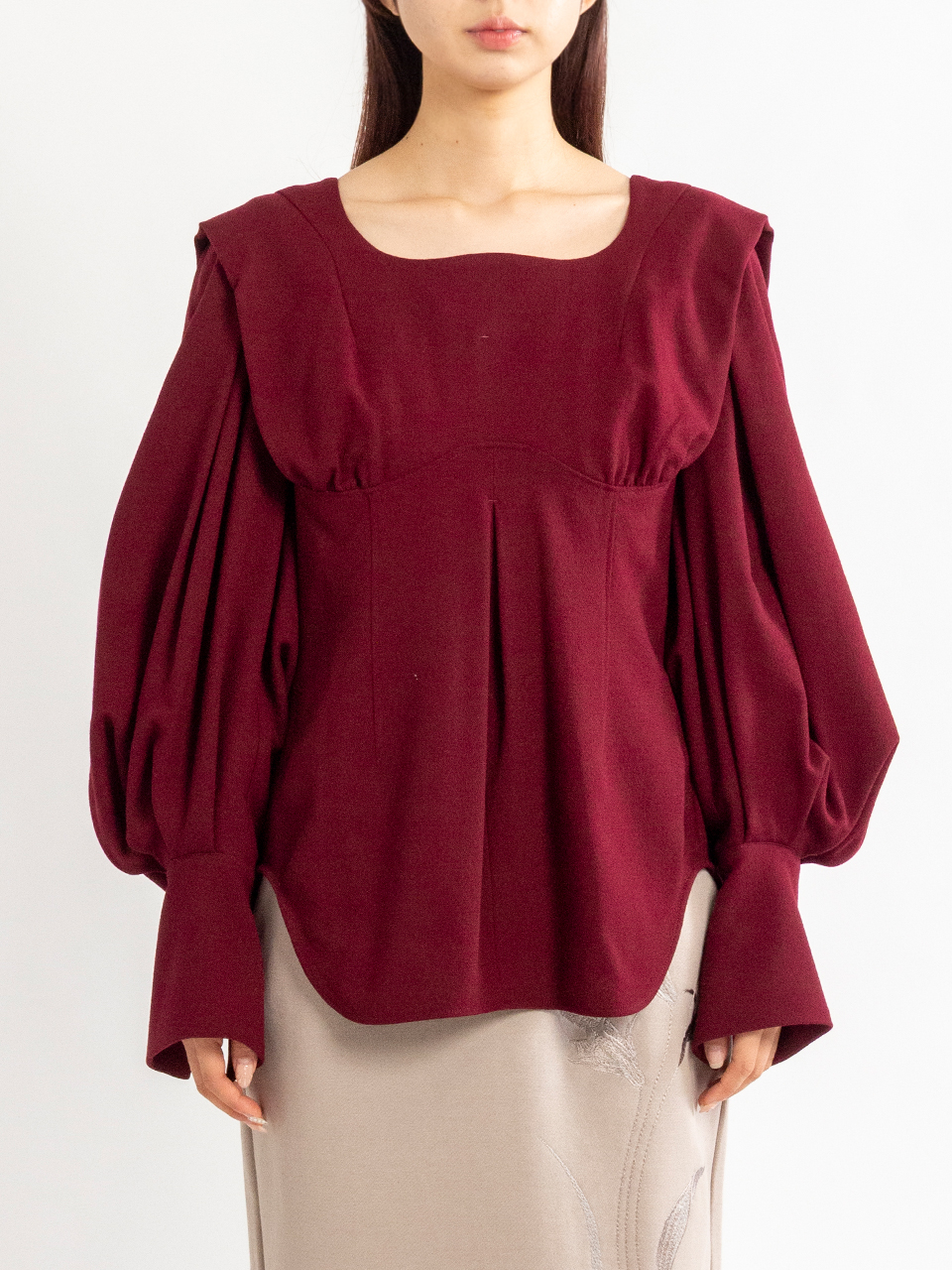 Wool Georgette Top-ウールジョーゼットトップ-Mame Kurogouchi