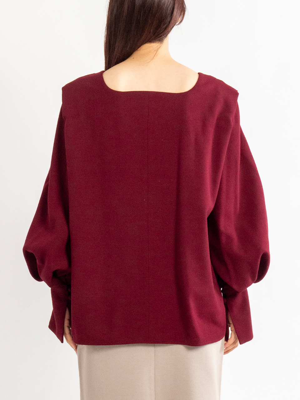 トップス mame kuroguchi Wool ette Blouse Wool Georgette Top - bordeaux - Mame Kurogouchi