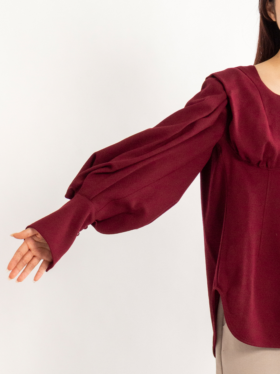 Wool Georgette Top-ウールジョーゼットトップ-Mame Kurogouchi