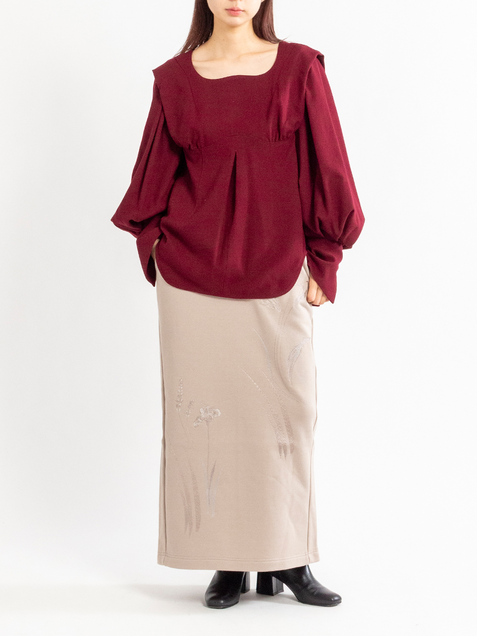 mame kurogouchi ウール トップス 未使用 Mame Kurogouchi マメクロゴウチ High Neck Zipup Jersey