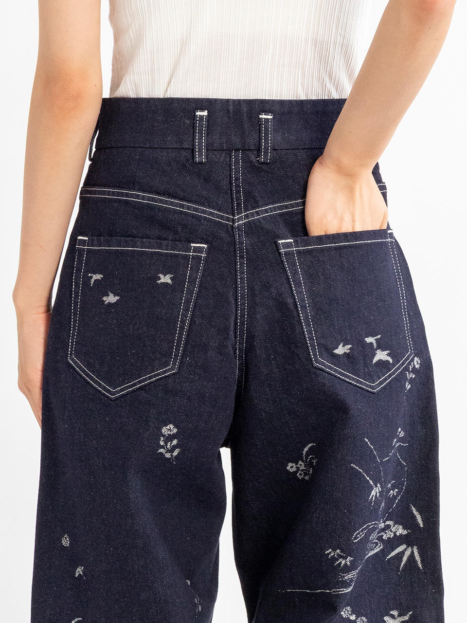 mame kurogouchi Nature Pattern デニム サイズ1 レディース】Nature Pattern Jacquard Wide Leg Jeans | Mame