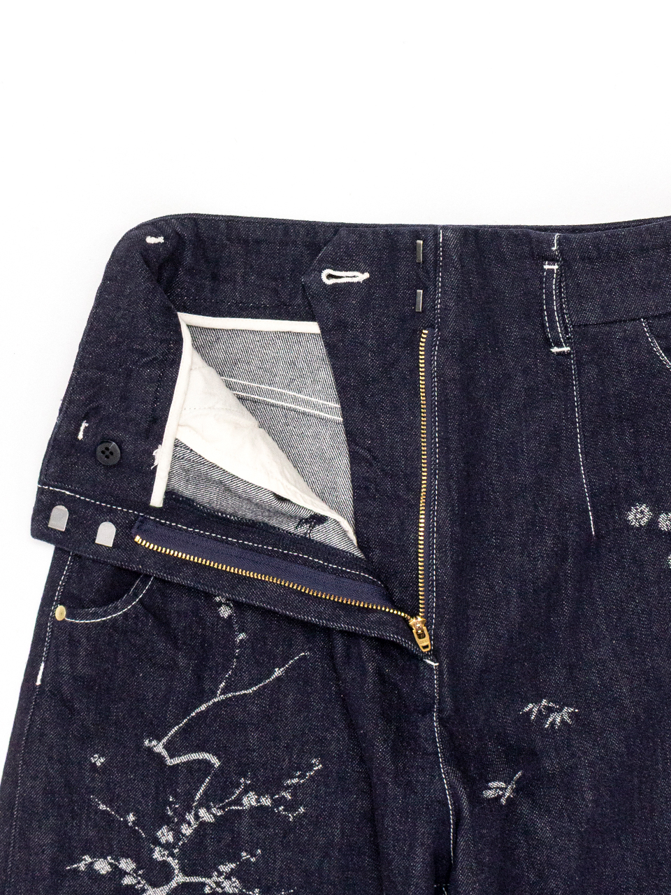 Nature Pattern Jacquard Wide Leg Jeans-ネイチャーパターン