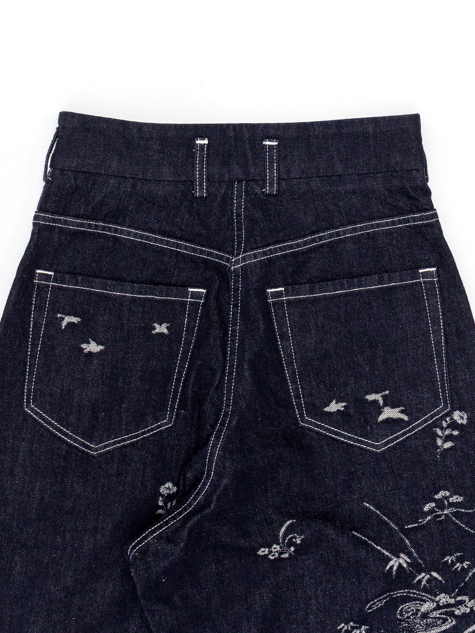 mame マメクロゴウチ 花鳥柄 ワイド デニム パンツ ジーンズ 25ss mame マメクロゴウチ 花鳥柄 ワイド デニム パンツ ジーンズ