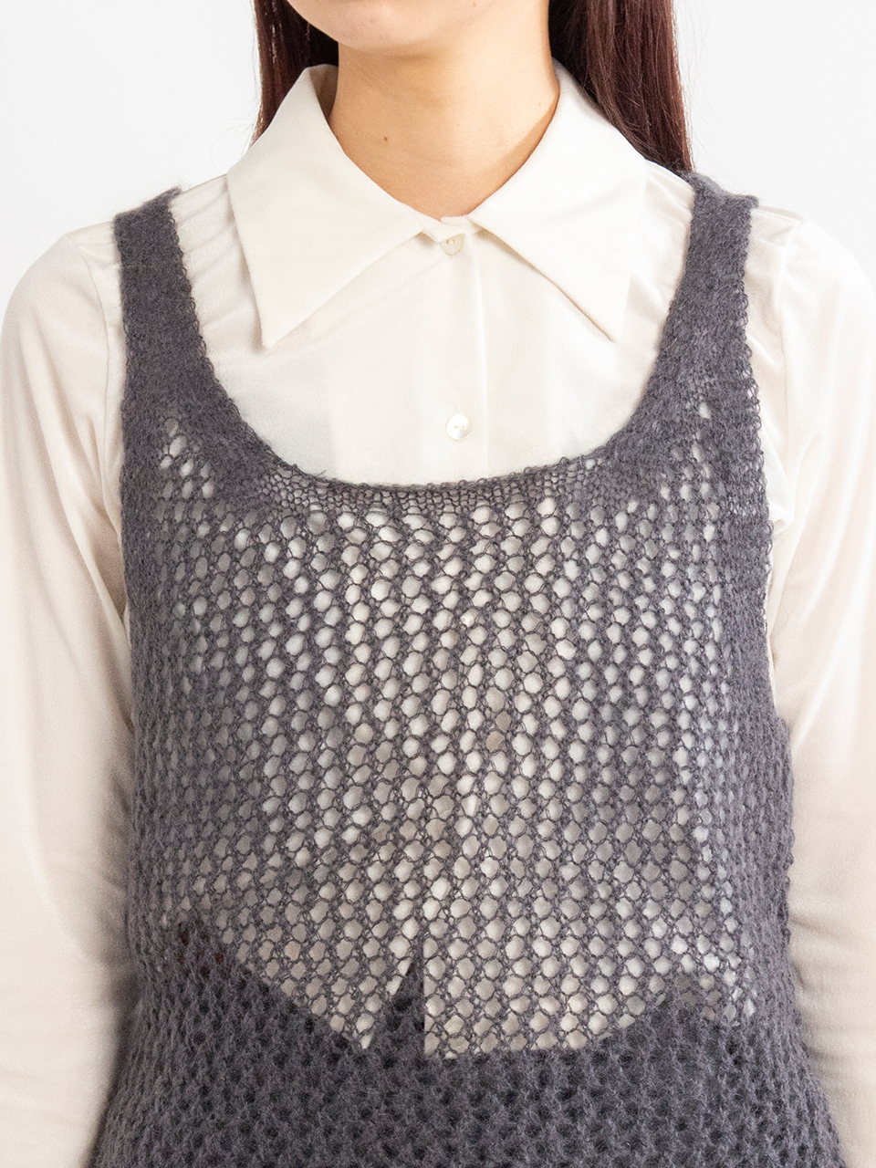 Mohair mesh tank top-モヘアメッシュタンクトップ-PHEENY