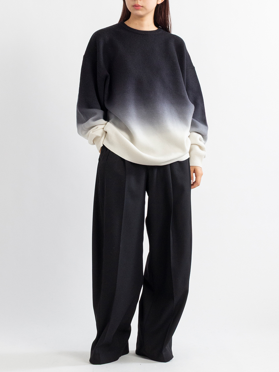 Gradient Dyed Wool Crew Neck Knit-グラディエントダイドウール